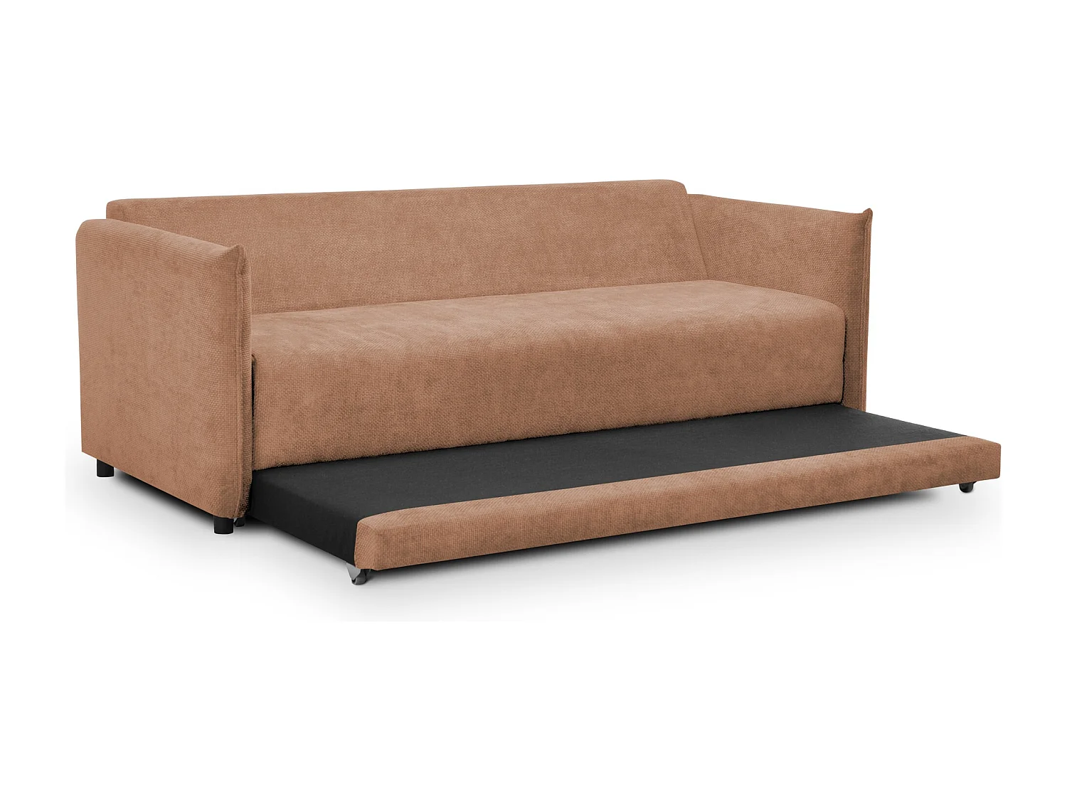 Canapé 3 places convertible en tissu chenille - pêche - PIKO