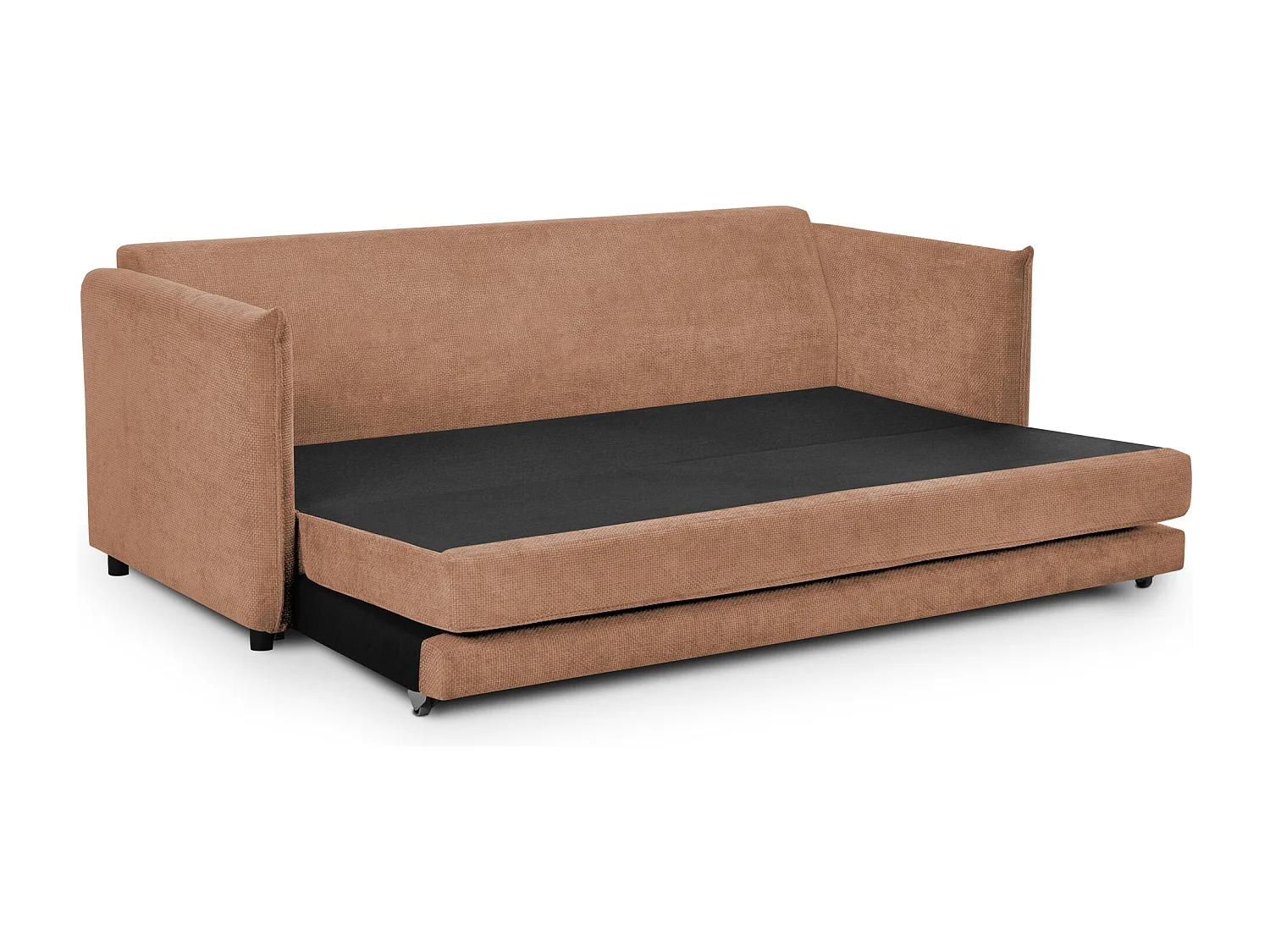 Canapé 3 places convertible en tissu chenille - pêche - PIKO