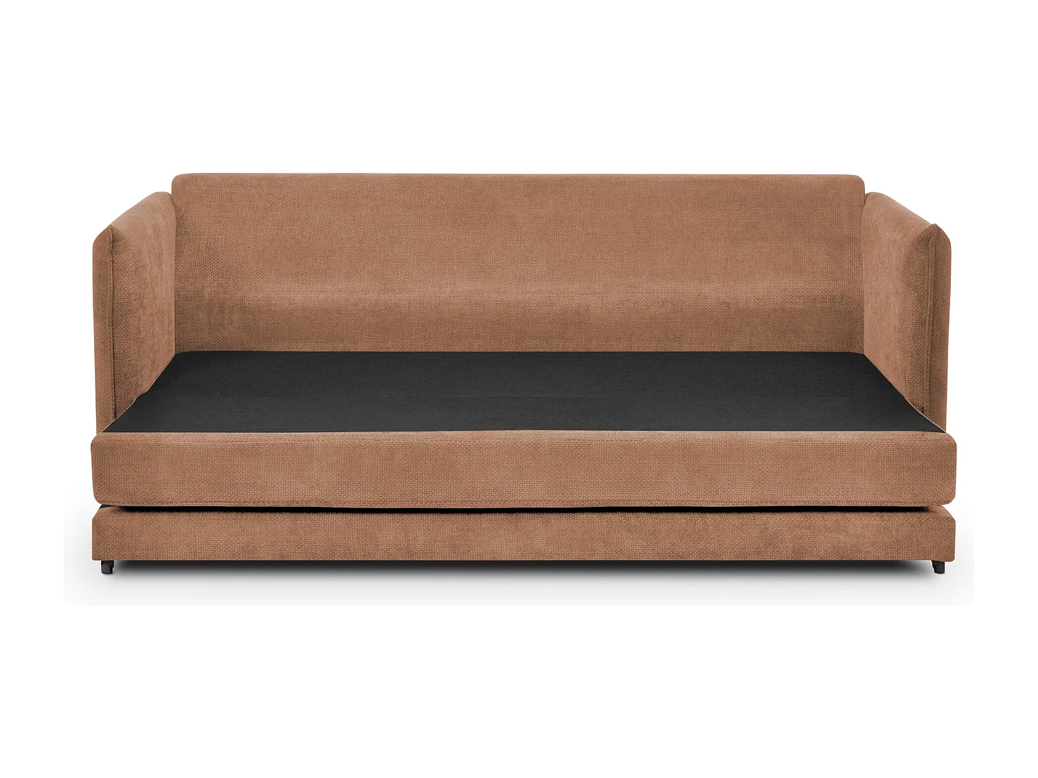 Canapé 3 places convertible en tissu chenille - pêche - PIKO