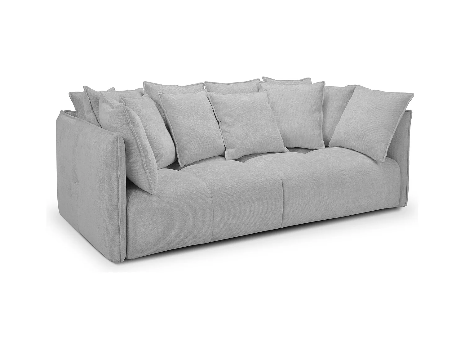 Sofa 3-osobowa - z tkaniny szenilowej - jasny szary - NANA
