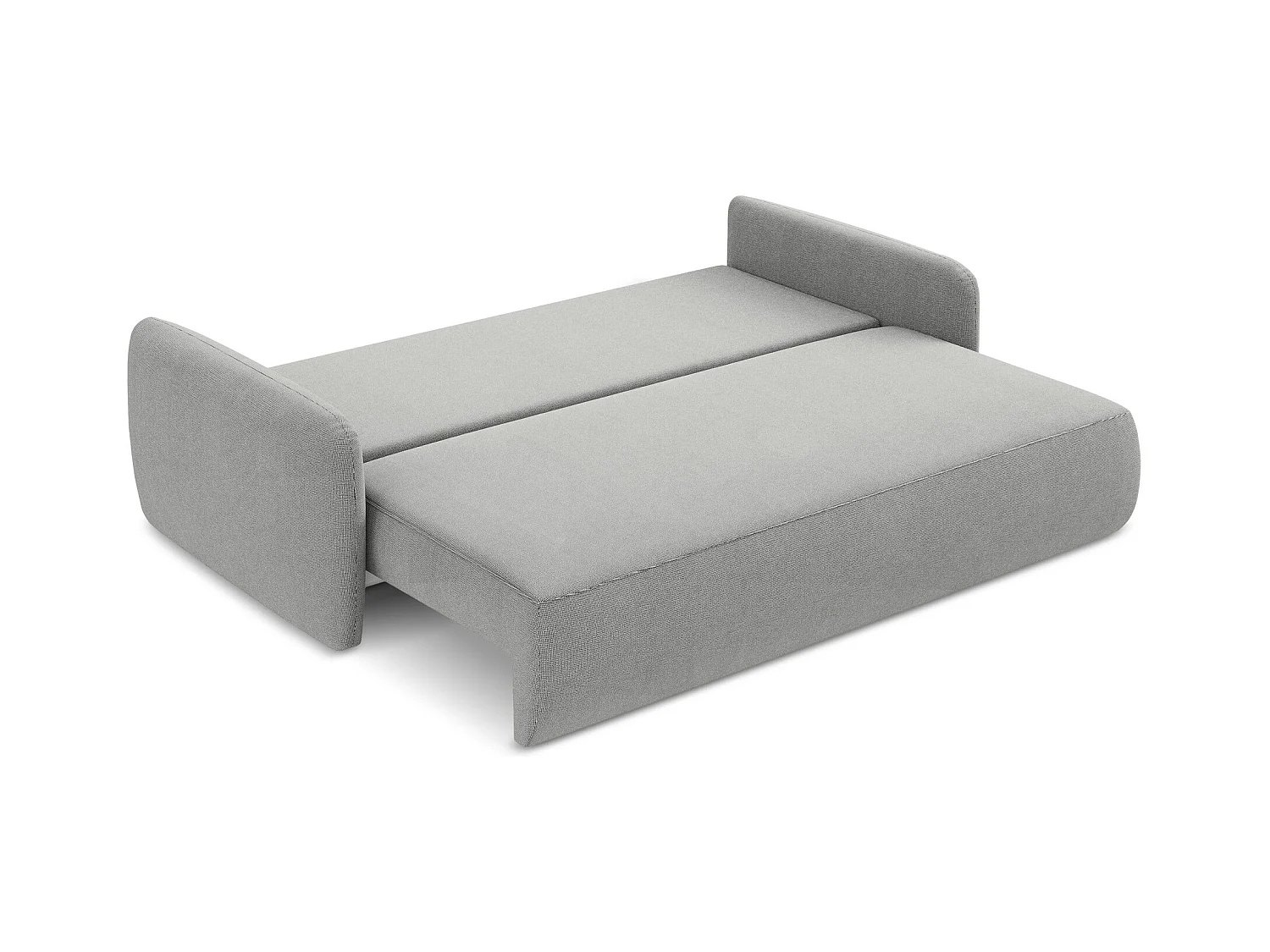 Canapé 3 places convertible en tissu texturé - gris clair - LILO