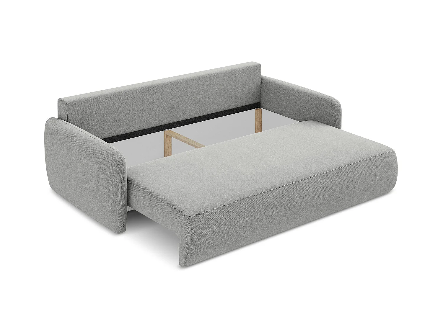 Canapé 3 places convertible en tissu texturé - gris clair - LILO