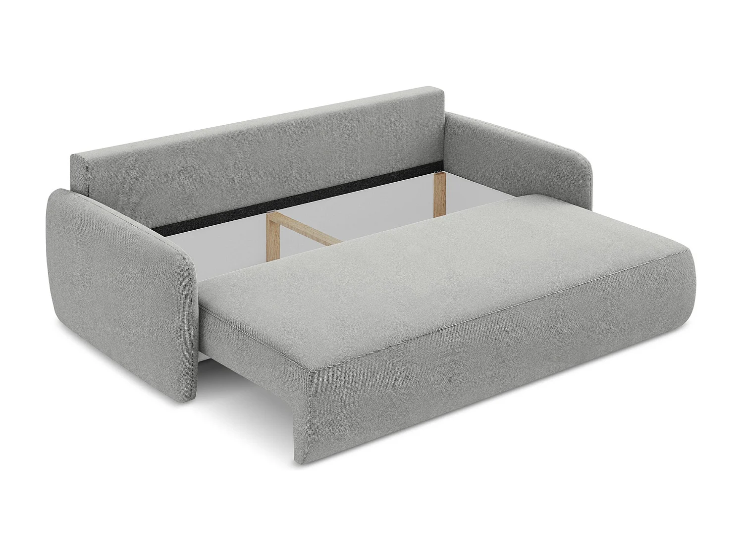 Canapé 3 places convertible en tissu texturé - gris clair - LILO