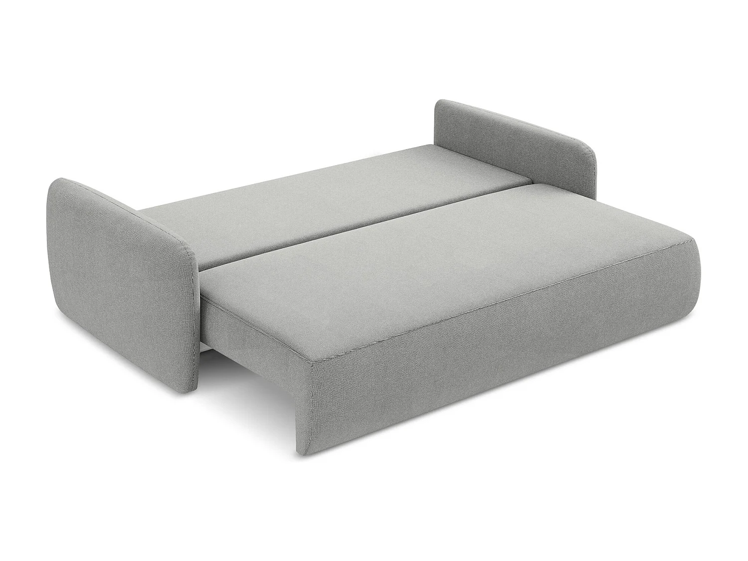 Canapé 3 places convertible en tissu texturé - gris clair - LILO