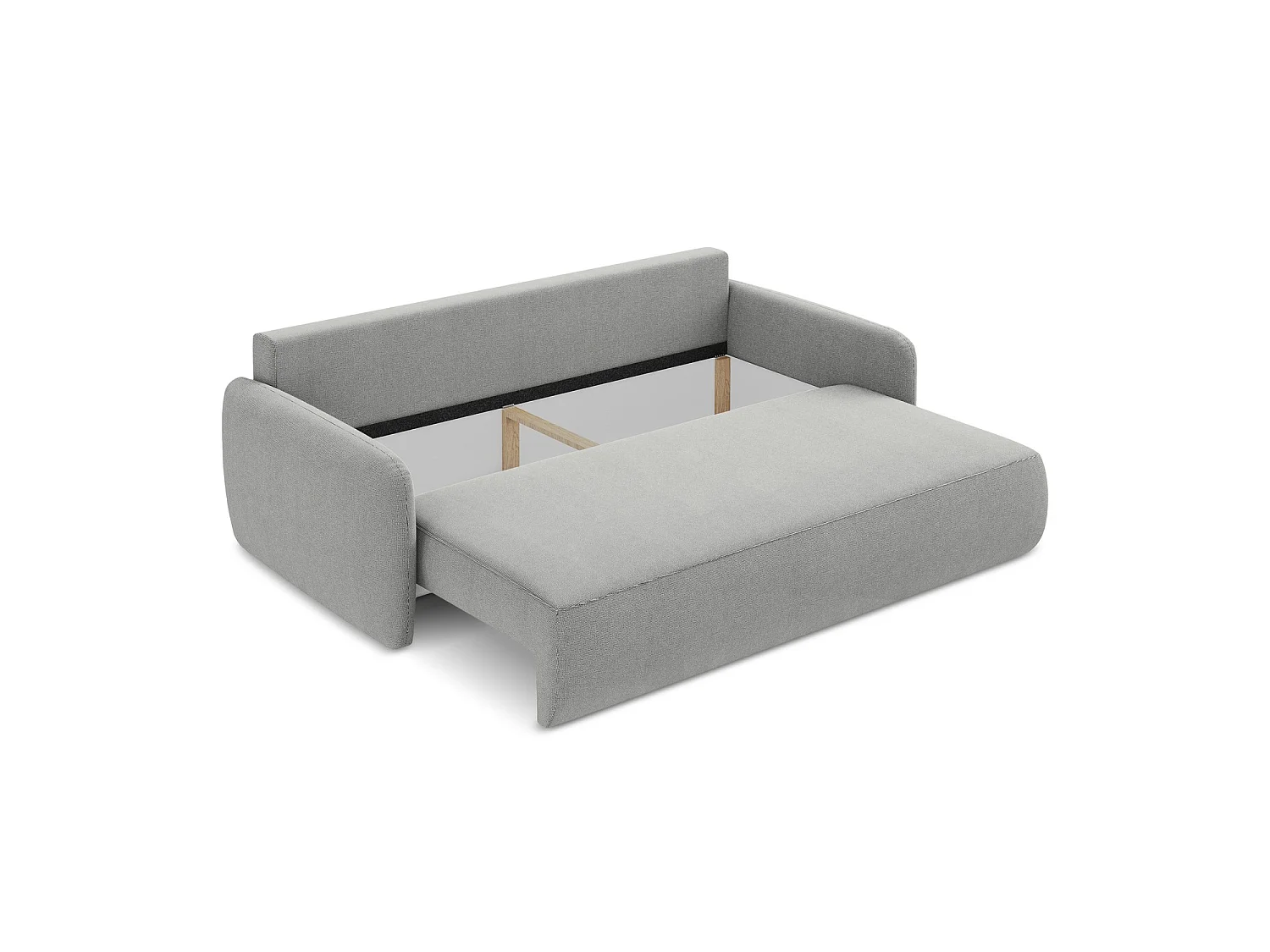Canapé 3 places convertible en tissu texturé - gris clair - CORLE