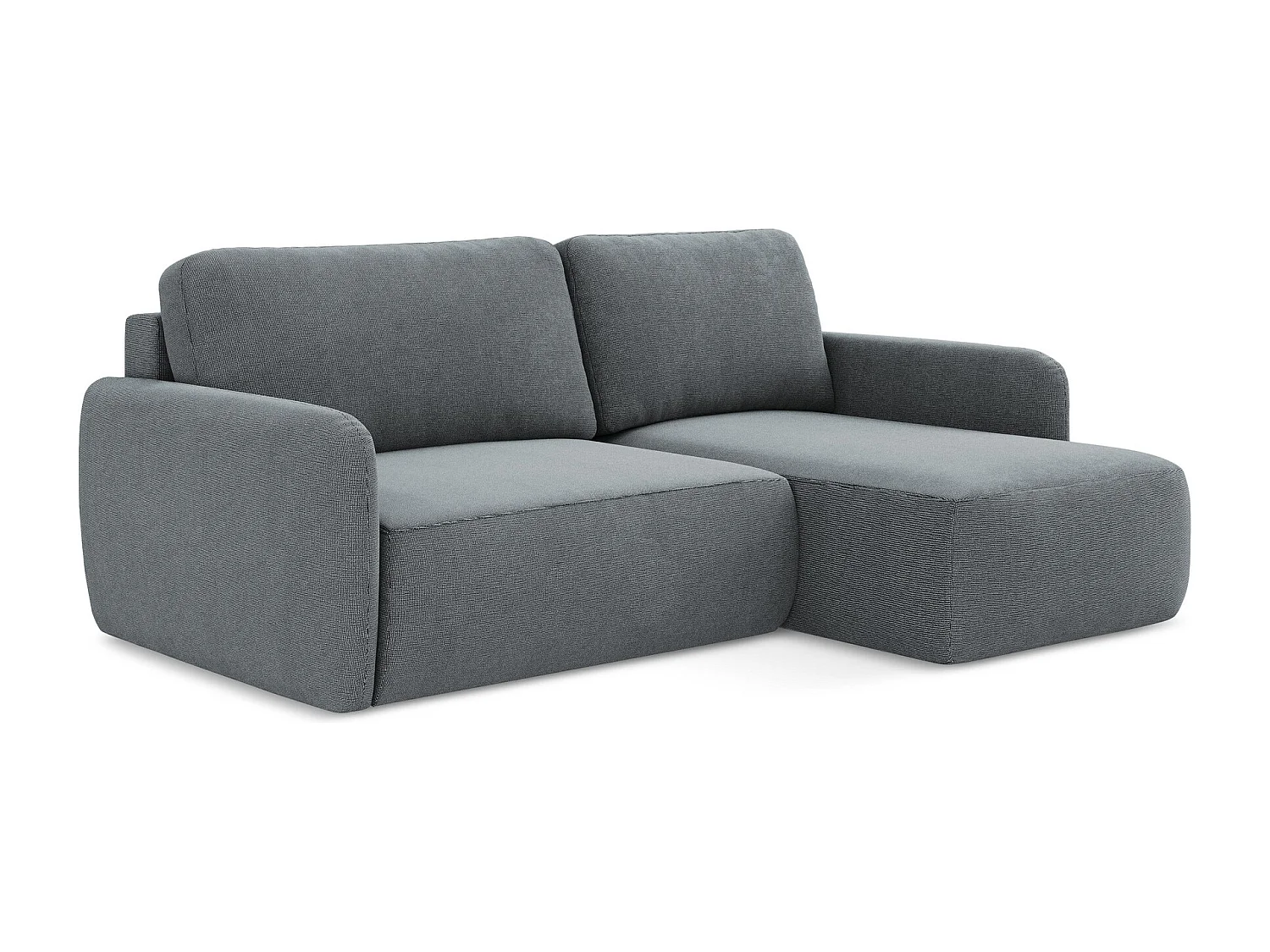 Canapé d'angle droit convertible en tissu texturé - jeans - LILO