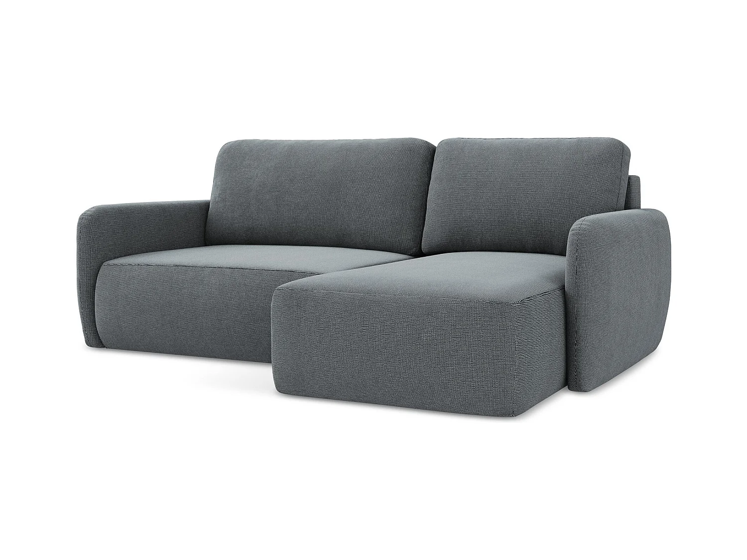 Canapé d'angle droit convertible en tissu texturé - jeans - LILO