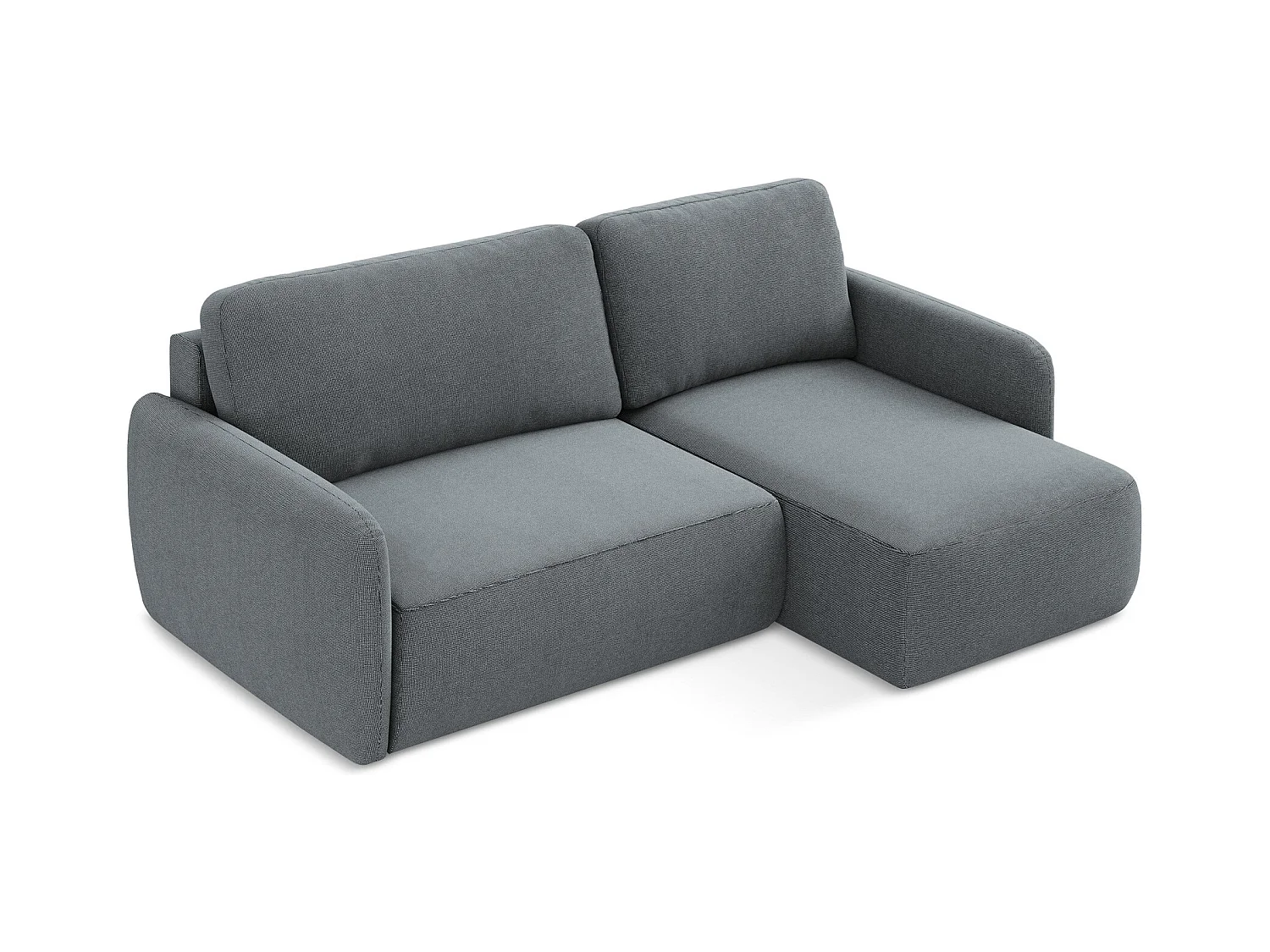 Canapé d'angle droit convertible en tissu texturé - jeans - LILO