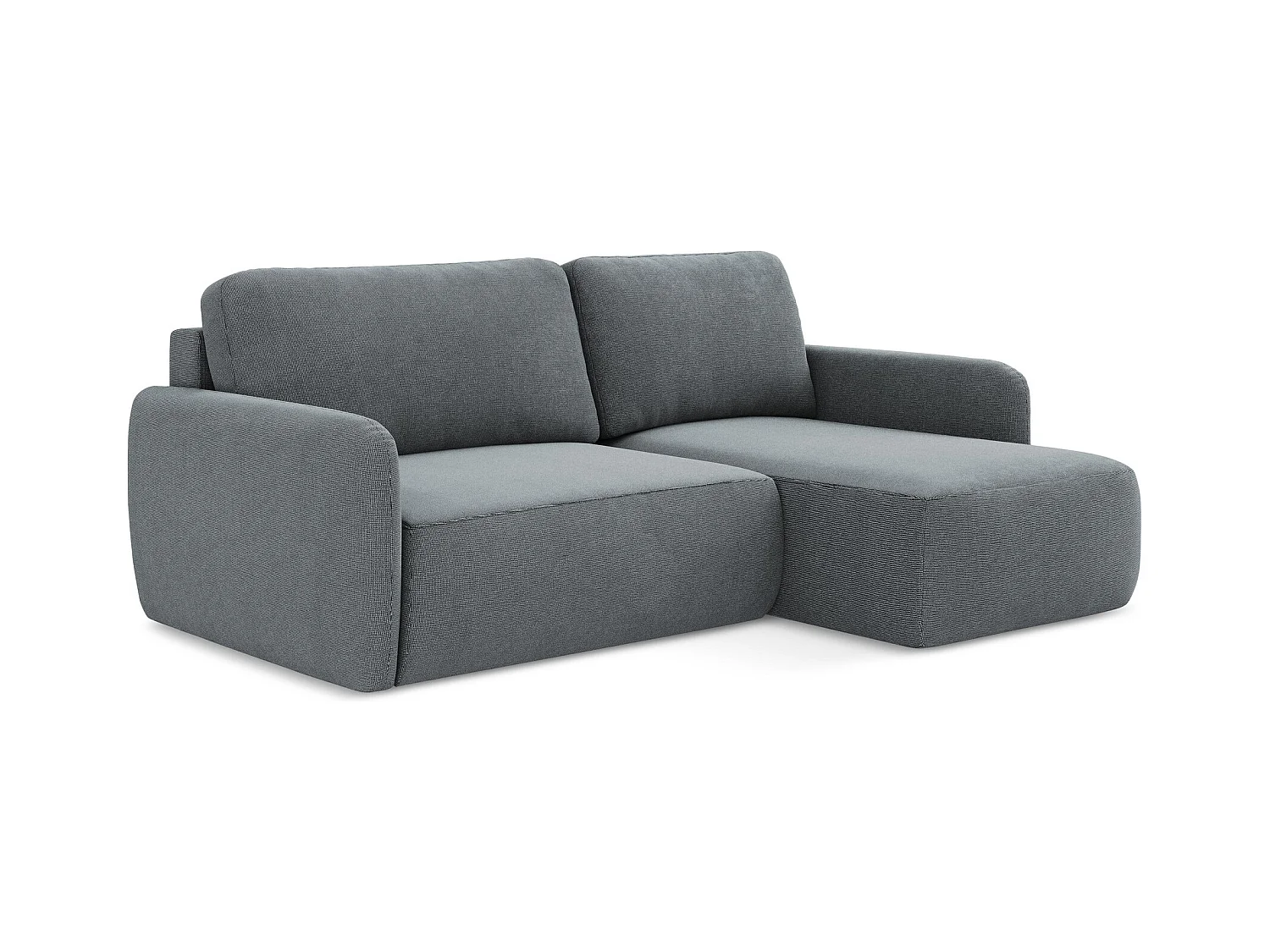 Ecksofa mit Schlaffunktion - Ecke Rechts - Strukturstoff - Jeans - LILO