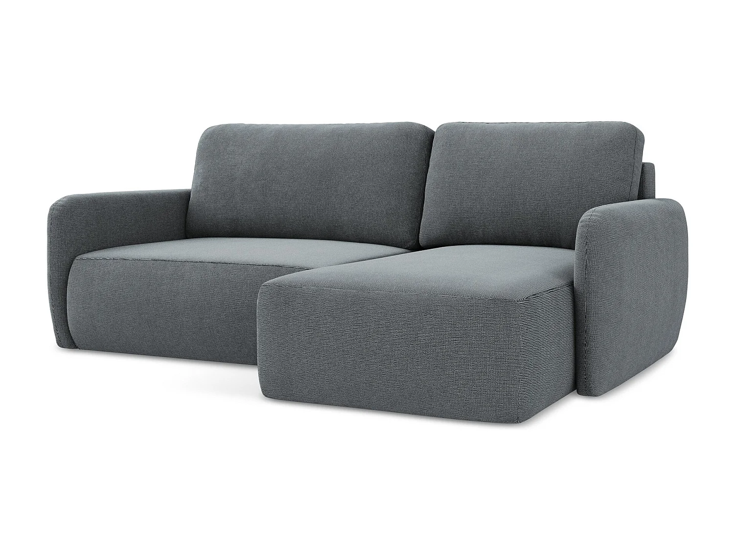 Canapé d'angle droit convertible en tissu texturé - jeans - LILO