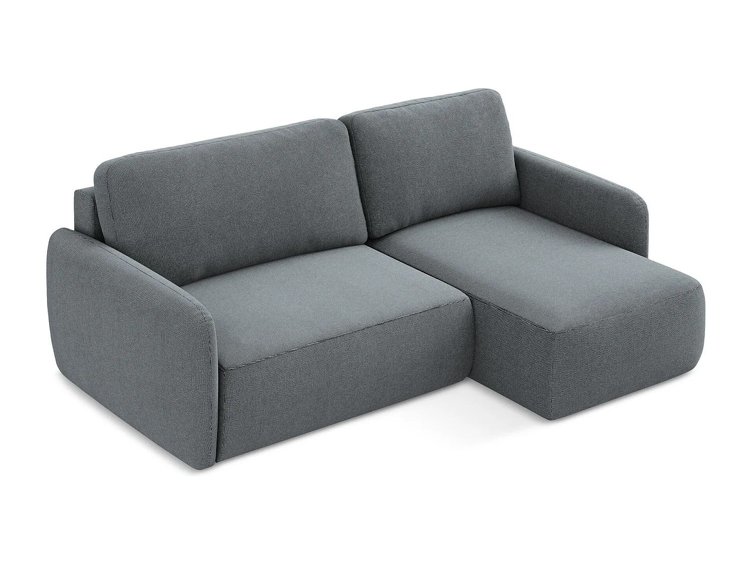 Canapé d'angle droit convertible en tissu texturé - jeans - LILO