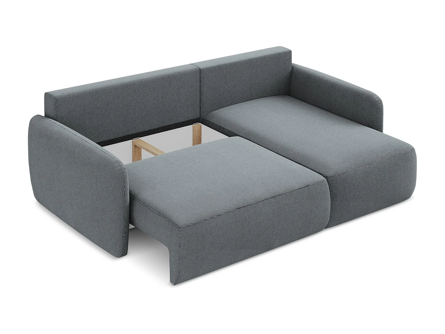 Canapé d'angle droit convertible en tissu texturé - jeans - LILO