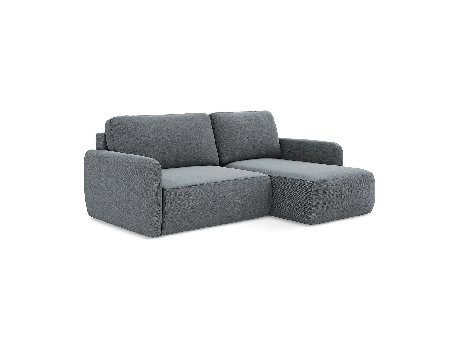 Canapé d'angle droit convertible en tissu texturé - jeans - CORLE