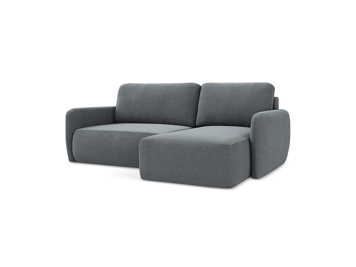 Canapé d'angle droit convertible en tissu texturé - jeans - CORLE