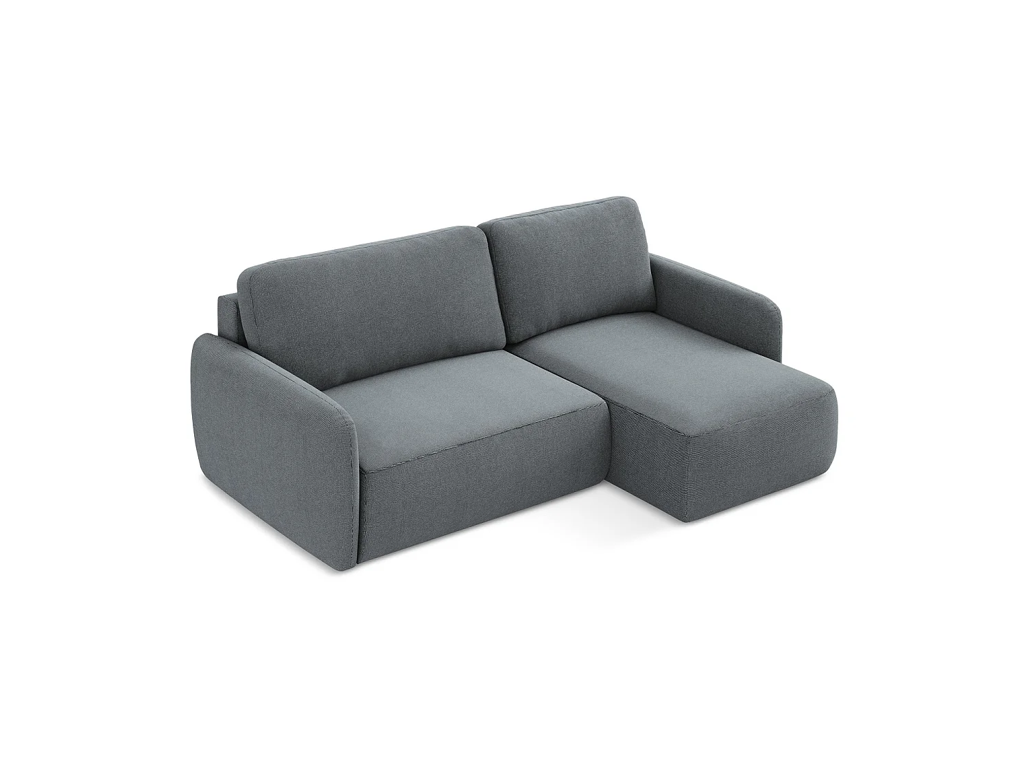 Canapé d'angle droit convertible en tissu texturé - jeans - CORLE