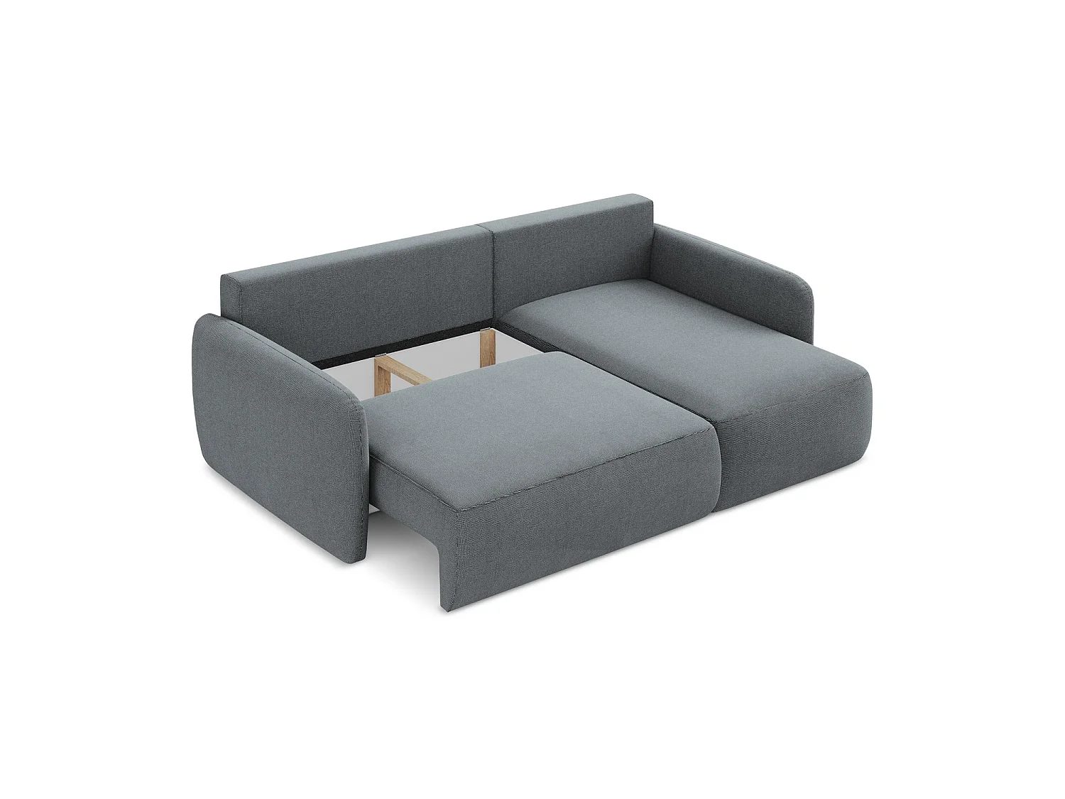 Canapé d'angle droit convertible en tissu texturé - jeans - CORLE