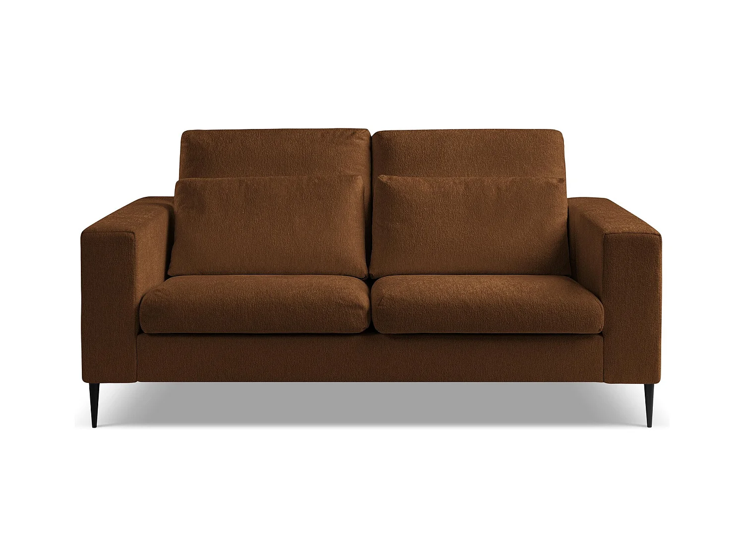 Canapé 2 places en tissu chenille - terre cuite - AKALA