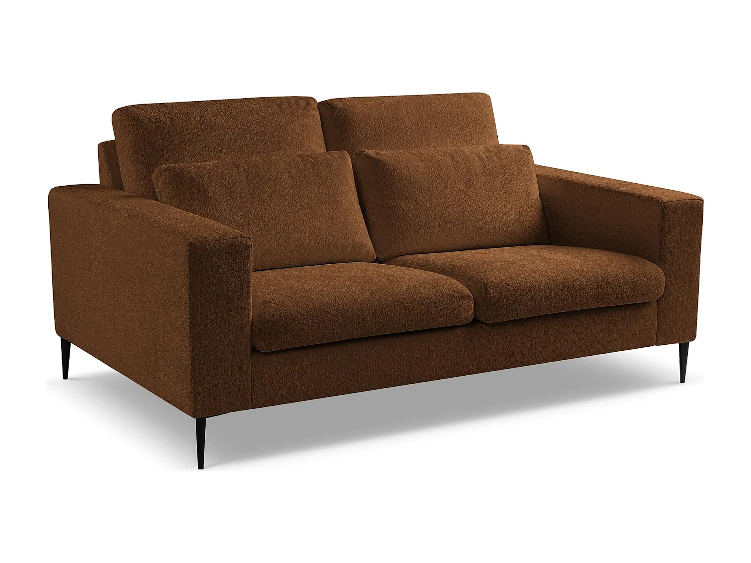 Canapé 2 places en tissu chenille - terre cuite - AKALA