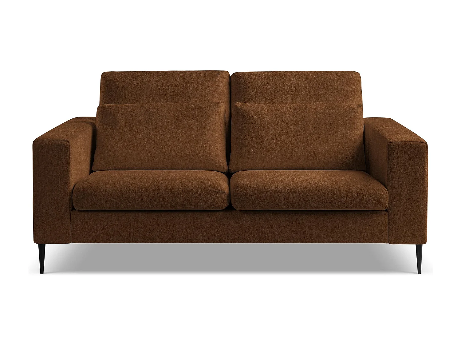 Canapé 2 places en tissu chenille - terre cuite - AKALA