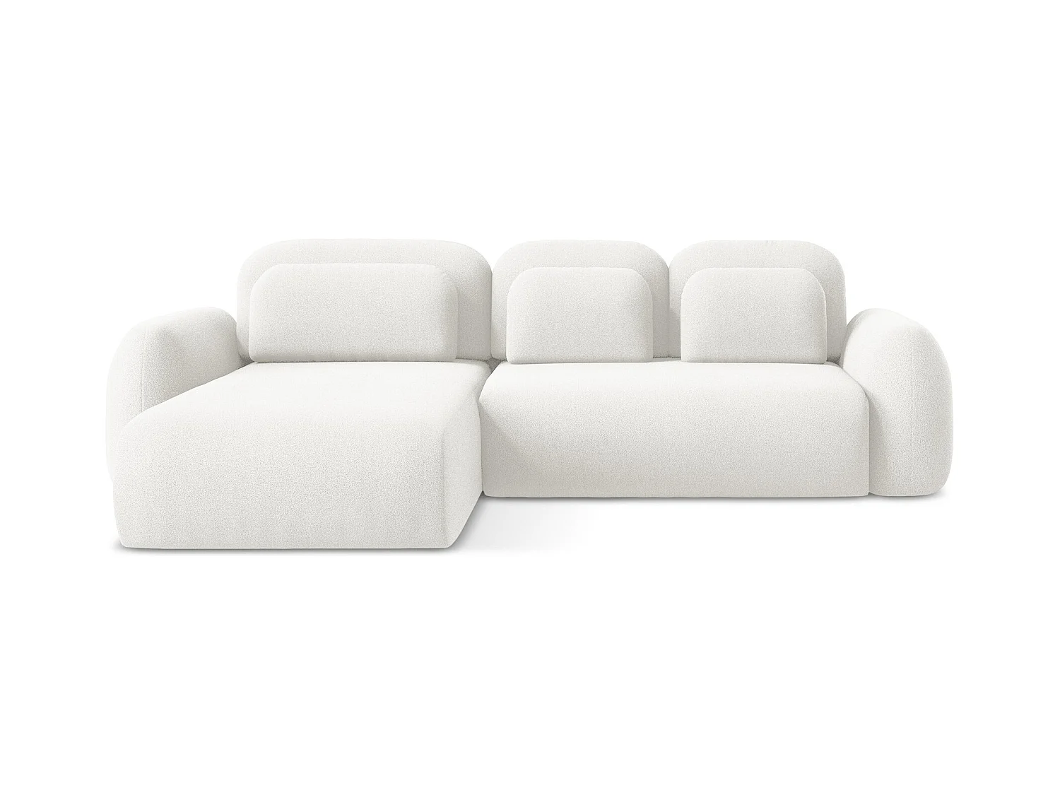 Canapé d’angle 3 places gauche convertible en tissu bouclette - blanc - LOHI