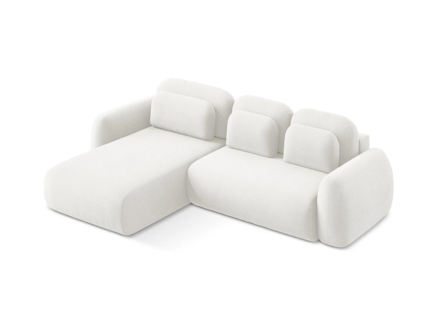 Canapé d’angle 3 places gauche convertible en tissu bouclette - blanc - LOHI