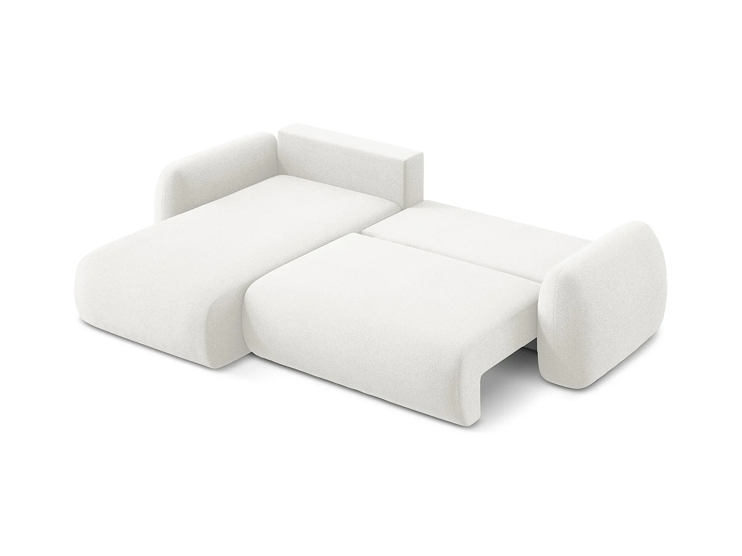 Canapé d’angle 3 places gauche convertible en tissu bouclette - blanc - LOHI