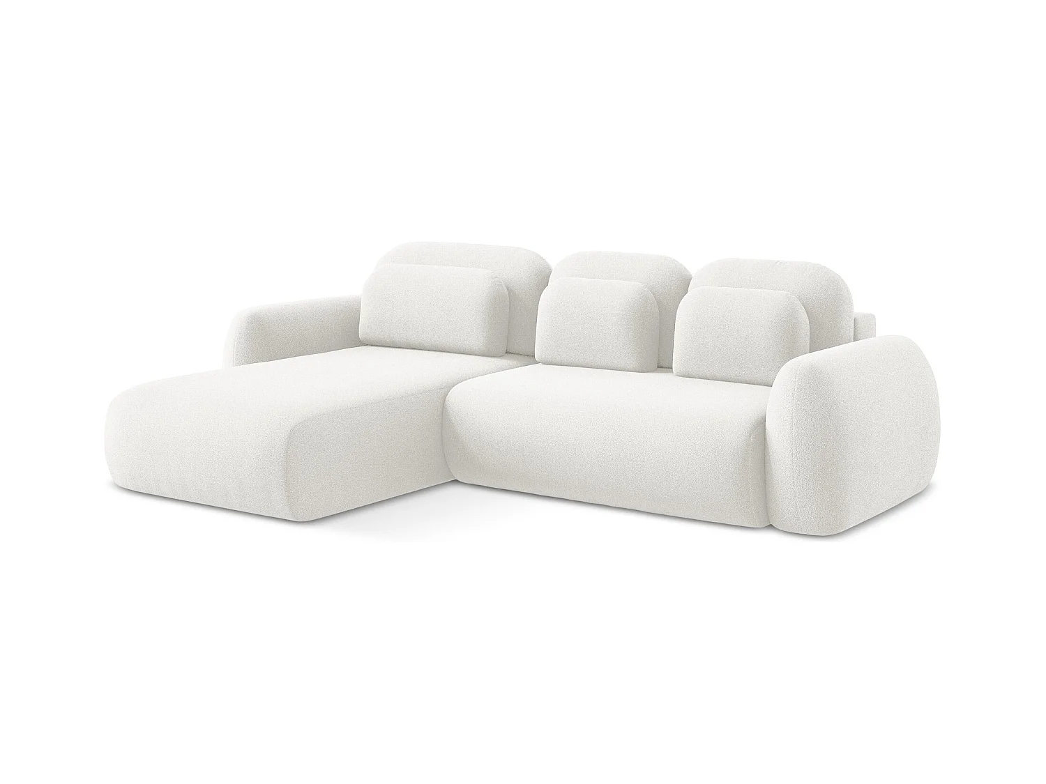 Canapé d’angle 3 places gauche convertible en tissu bouclette - blanc - LOHI