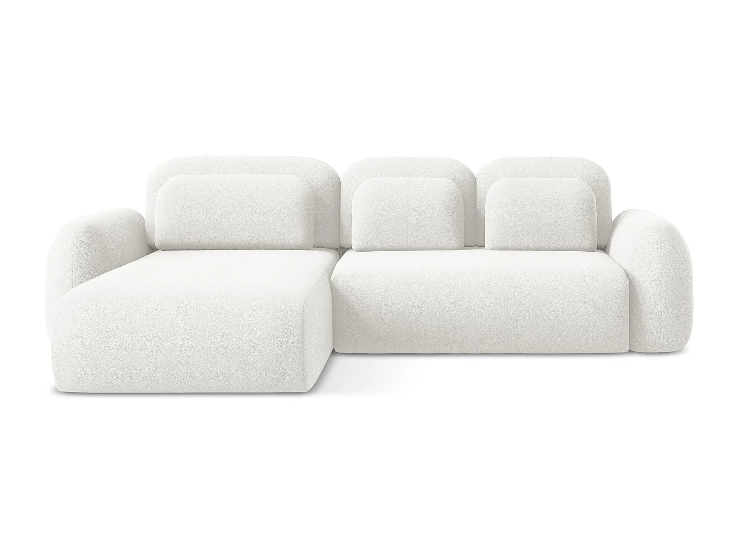 Canapé d’angle 3 places gauche convertible en tissu bouclette - blanc - LOHI