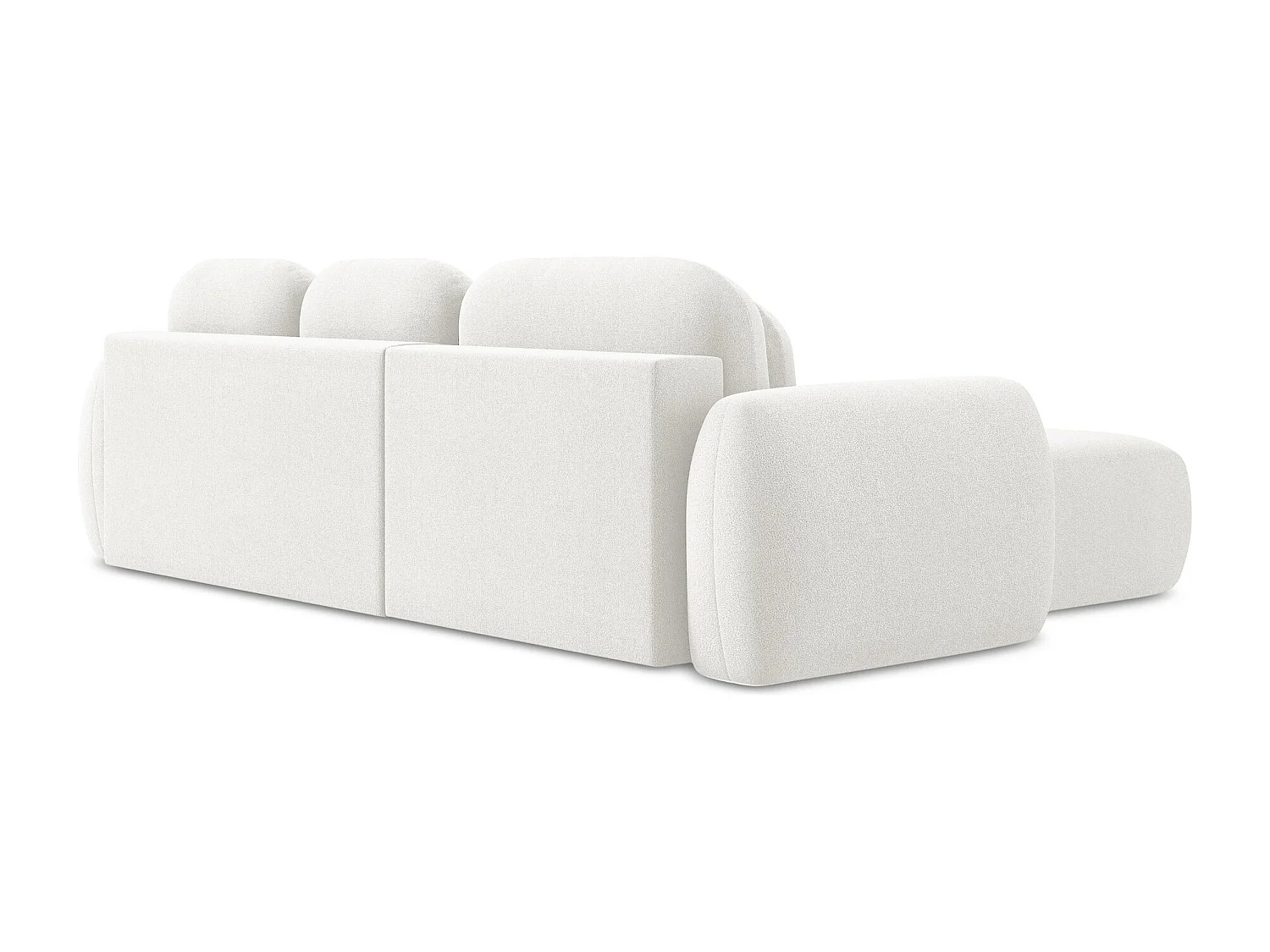 Canapé d’angle 3 places gauche convertible en tissu bouclette - blanc - LOHI