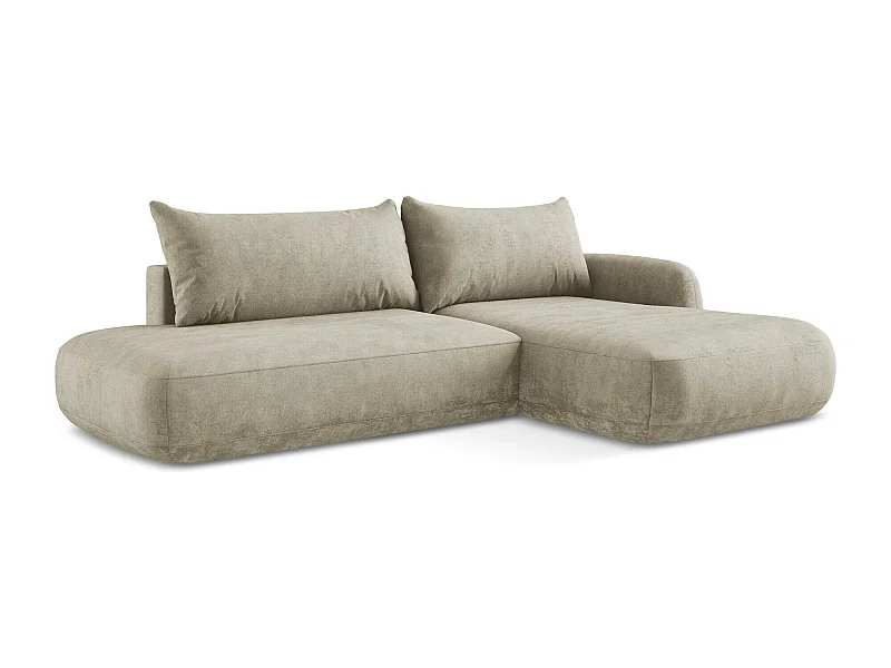 Ecksofa mit Schlaffunktion - Ecke Rechts - Chenille - Beige - HALE