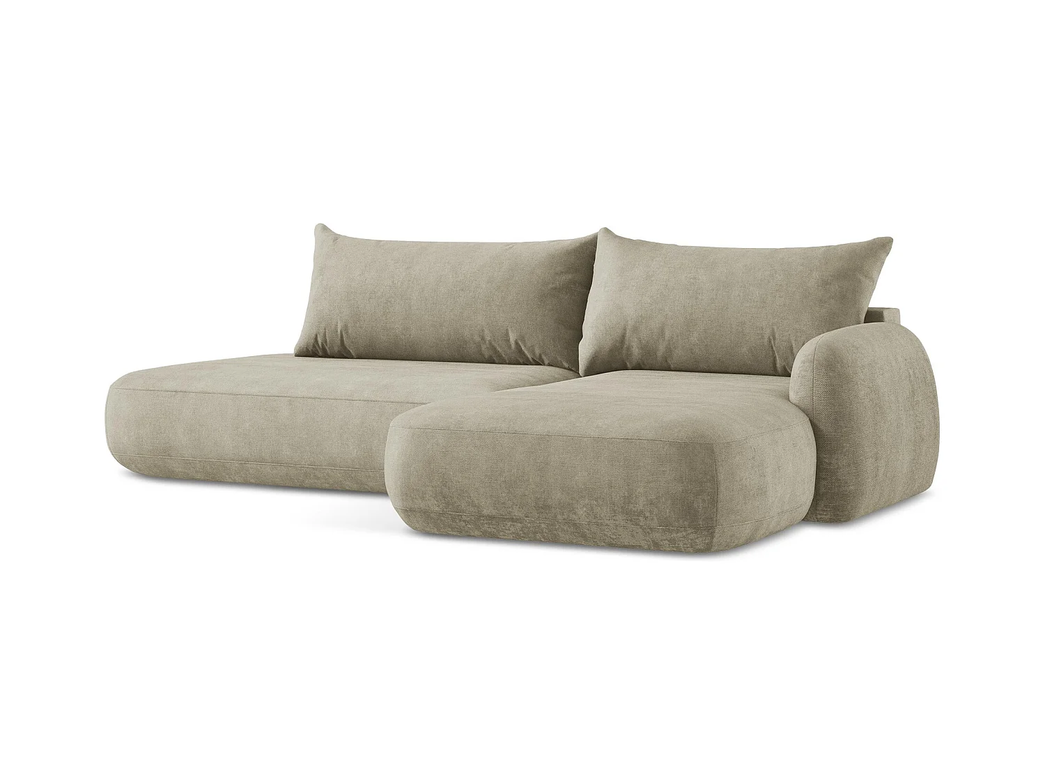 Canapé d'angle droit convertible en tissu chenille - beige - HALE