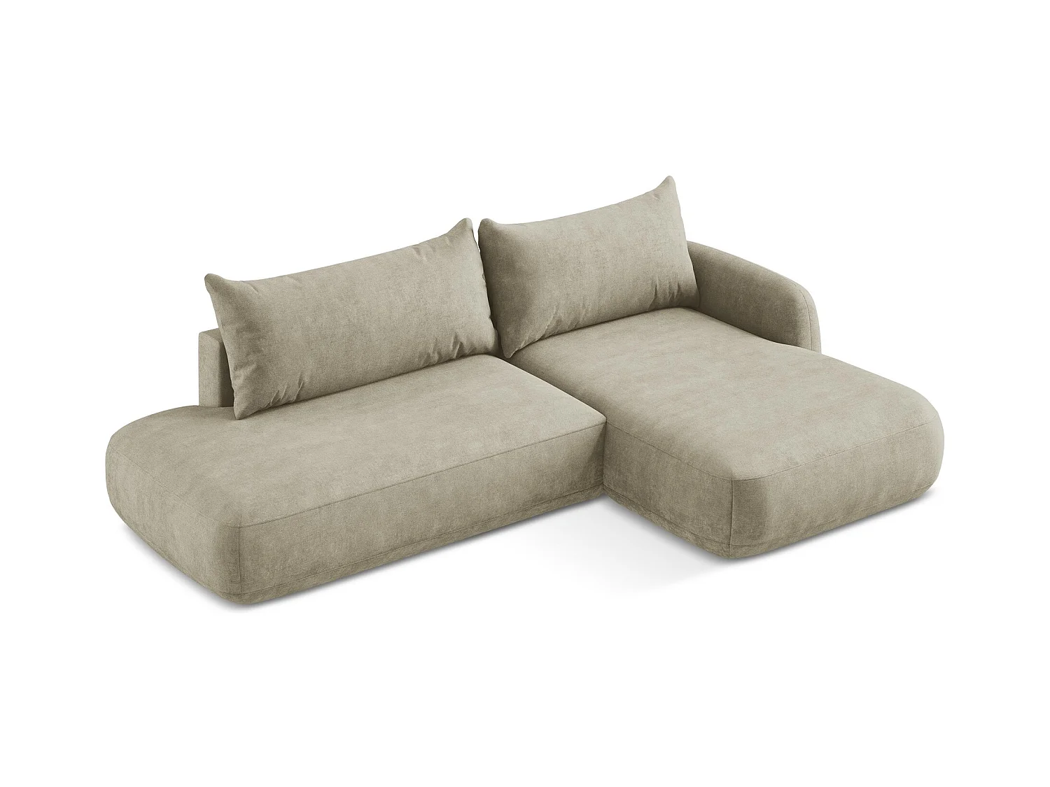 Canapé d'angle droit convertible en tissu chenille - beige - HALE