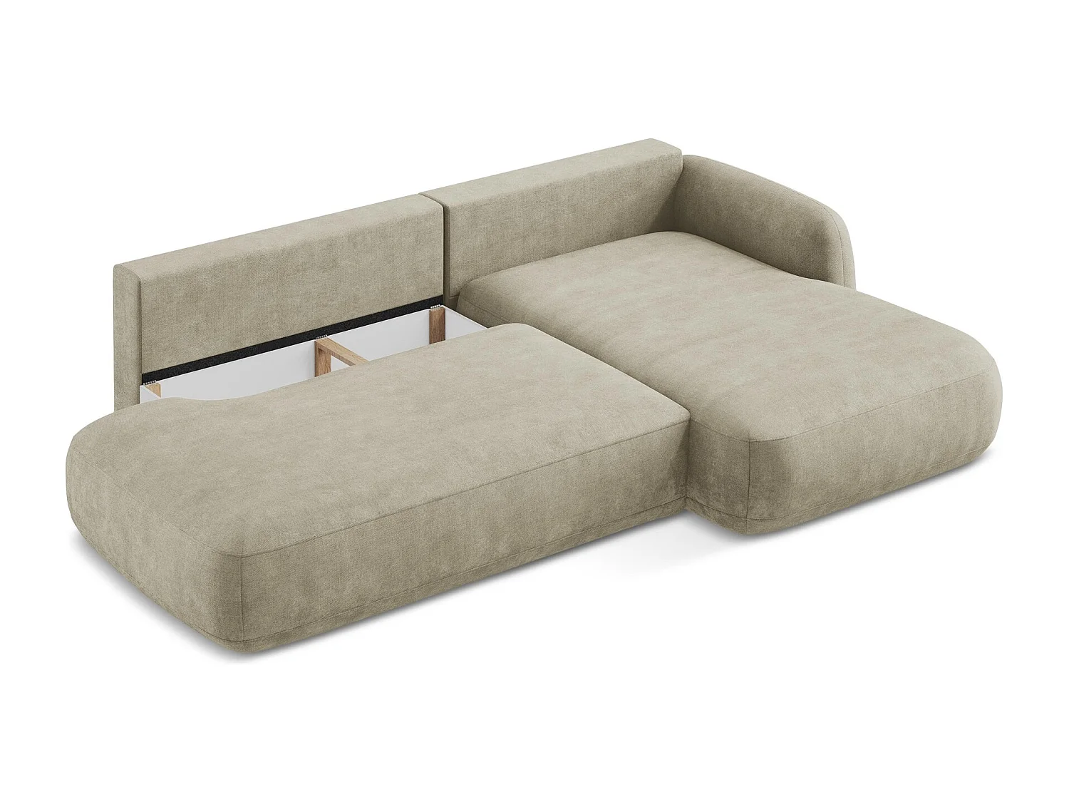 Canapé d'angle droit convertible en tissu chenille - beige - HALE