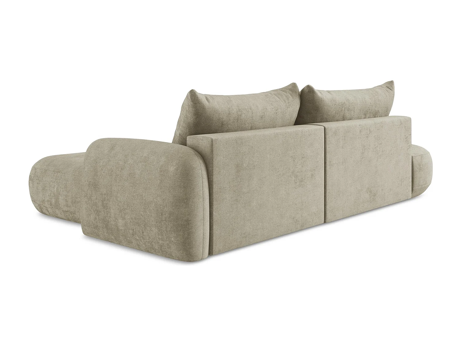 Canapé d'angle droit convertible en tissu chenille - beige - HALE