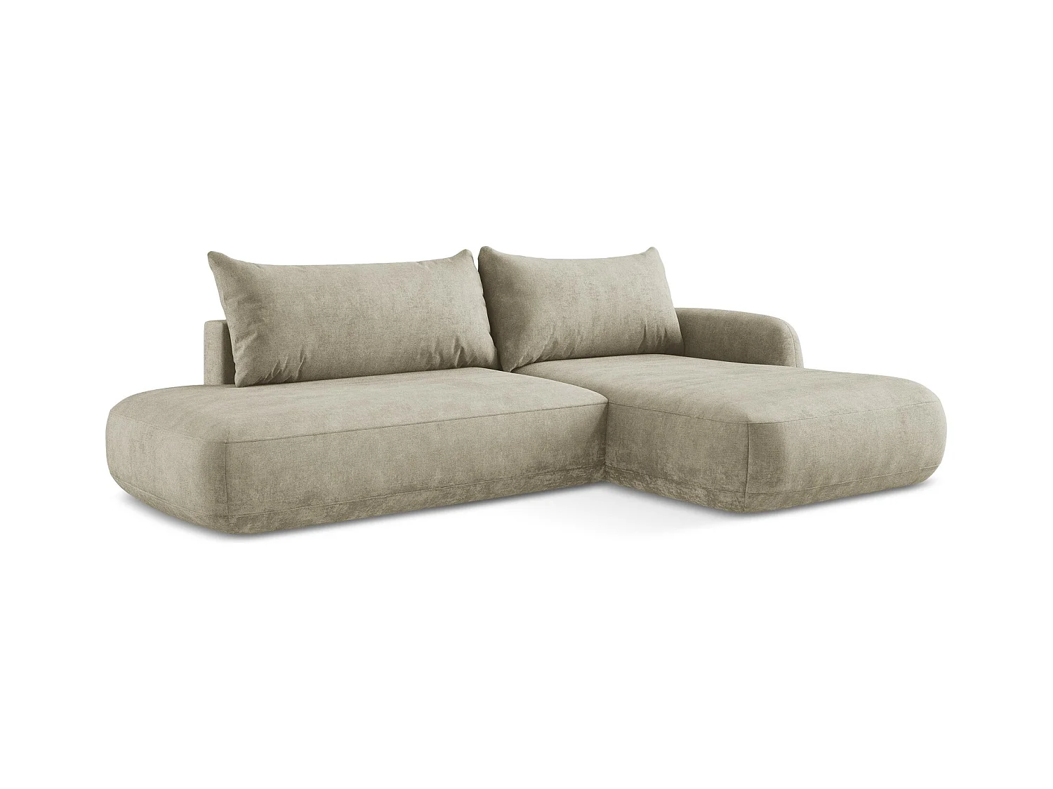 Canapé d'angle droit convertible en tissu chenille - beige - HALE