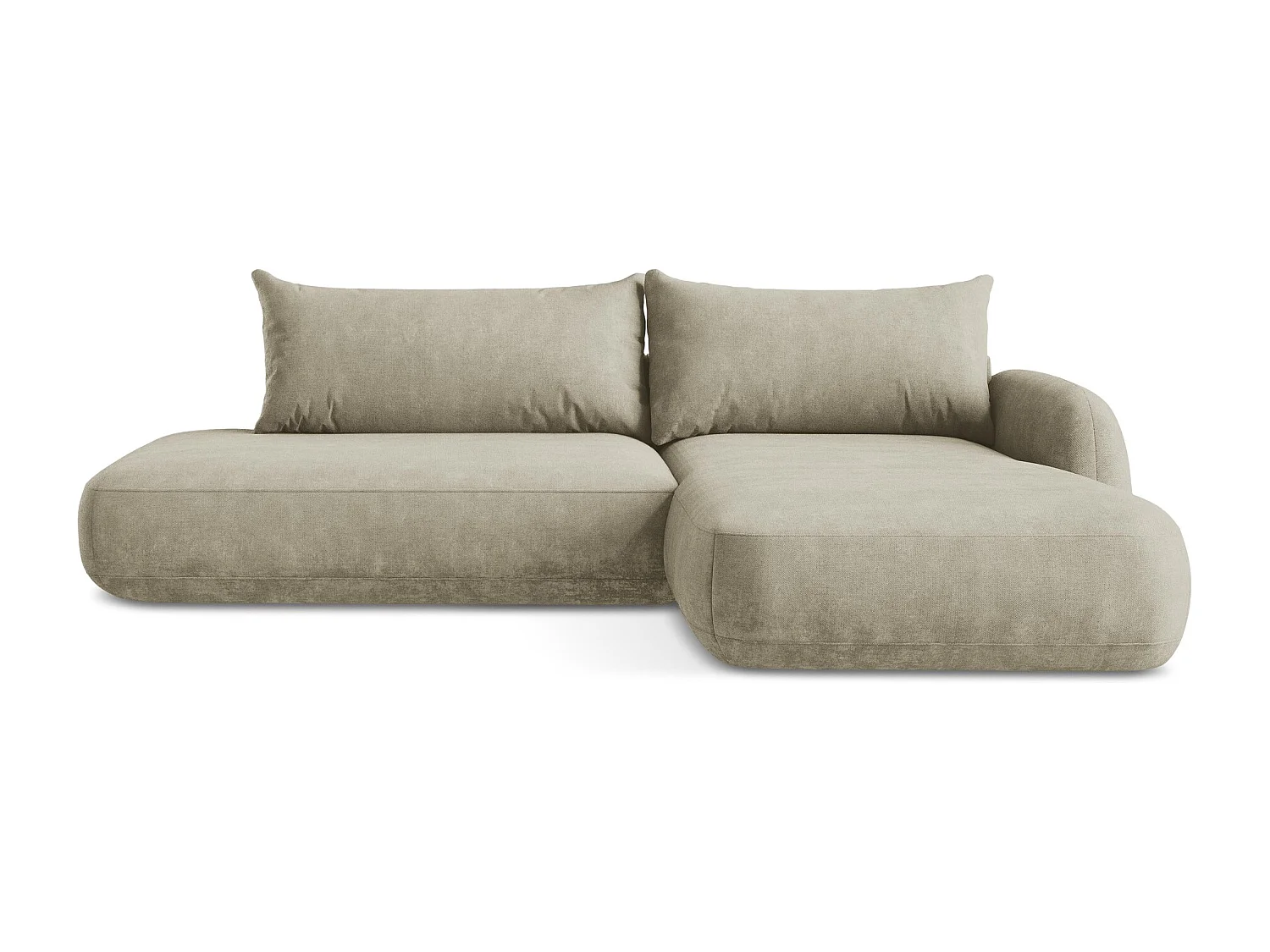 Canapé d'angle droit convertible en tissu chenille - beige - HALE