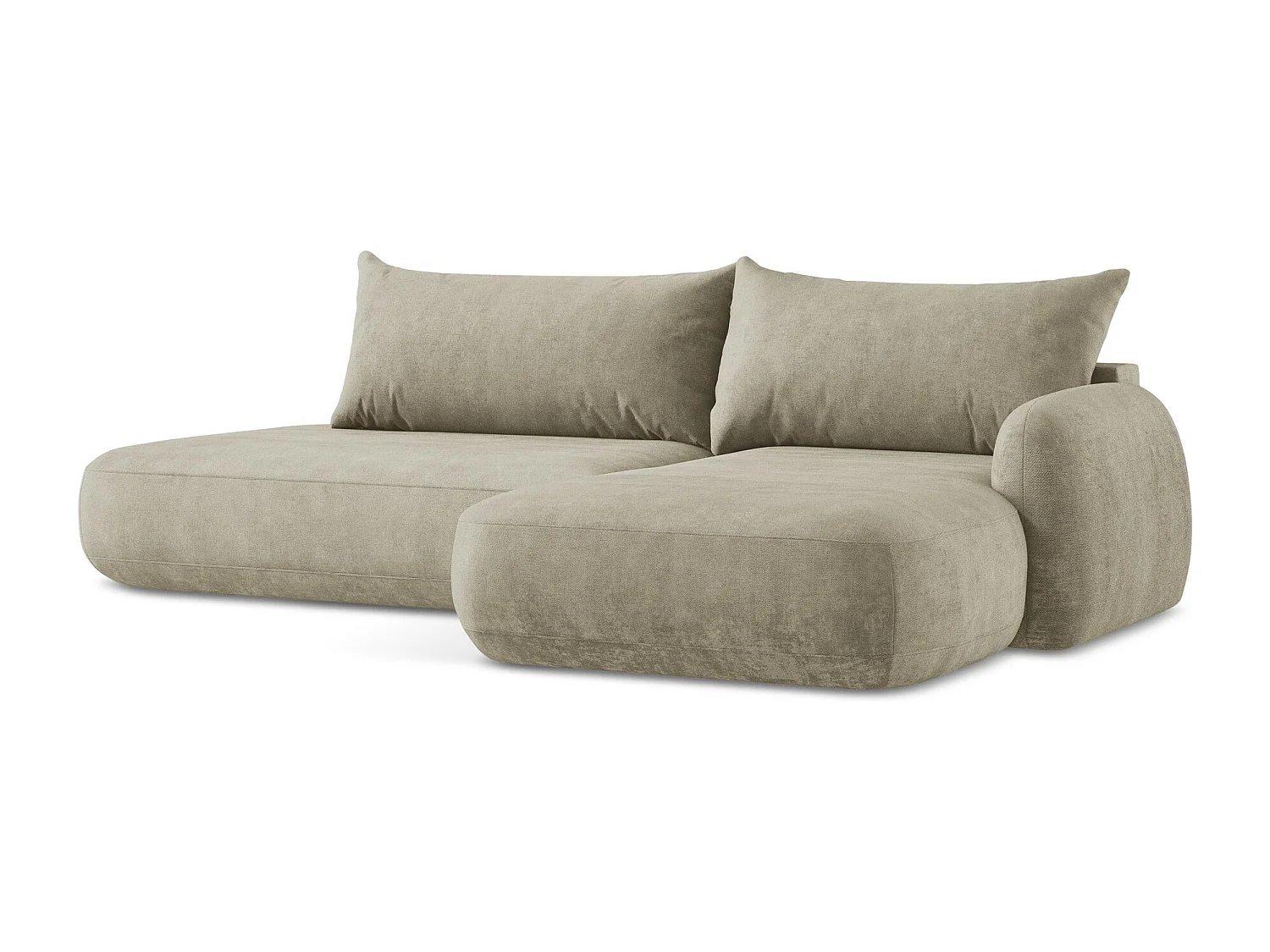 Canapé d'angle droit convertible en tissu chenille - beige - HALE