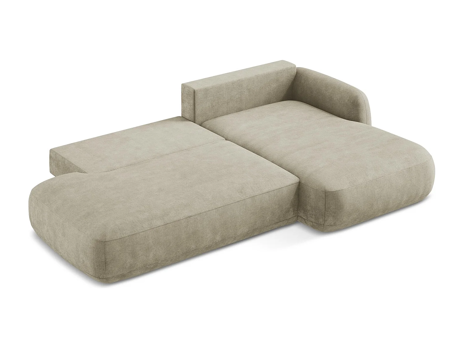 Canapé d'angle droit convertible en tissu chenille - beige - HALE