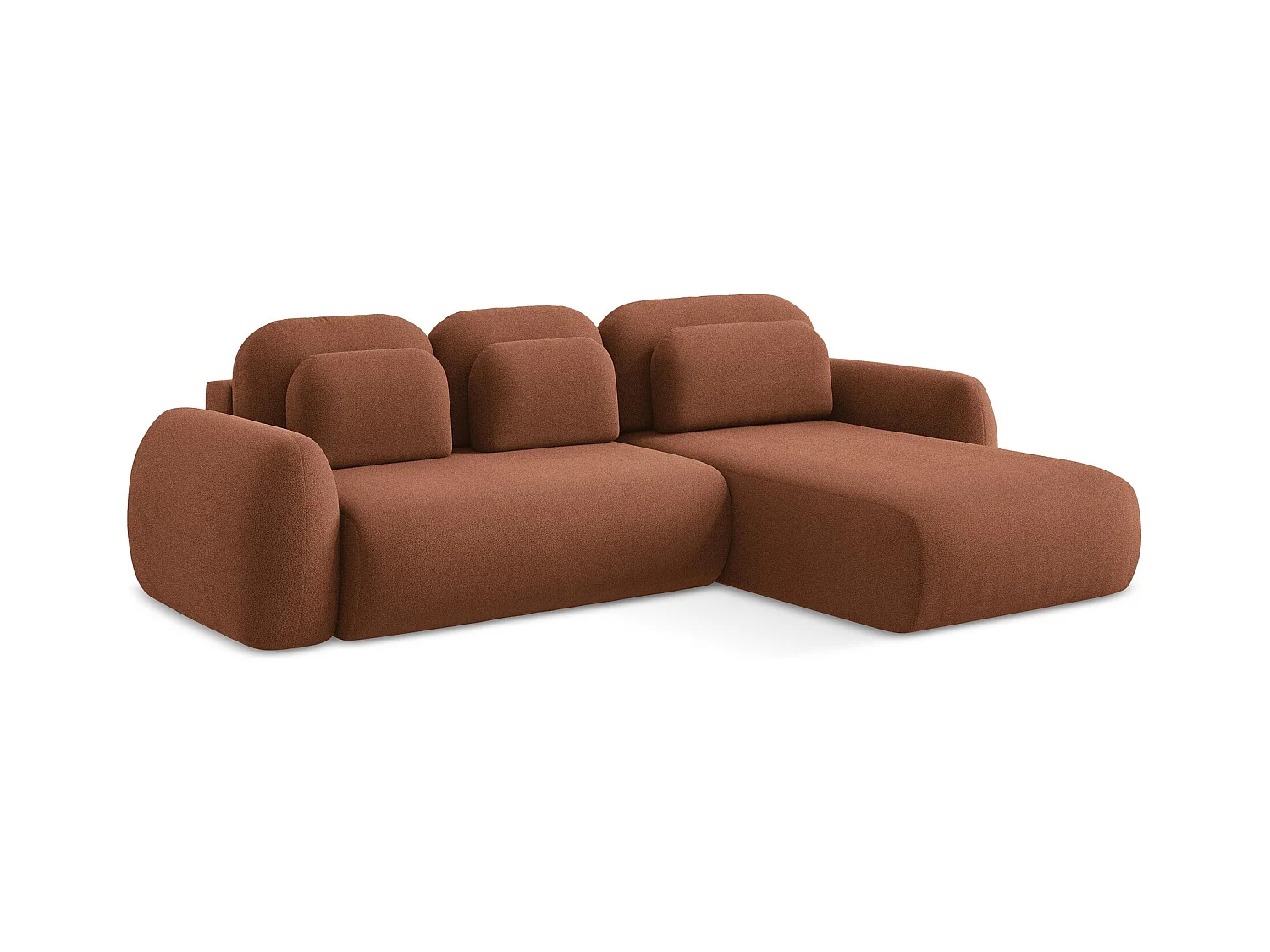 Ecksofa mit Schlaffunktion - Ecke Rechts - Bouclé - Terrakotta - LOHI