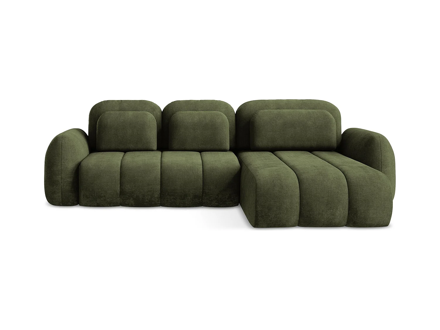 Canapé d'angle droit convertible en tissu chenille - olive - PELE