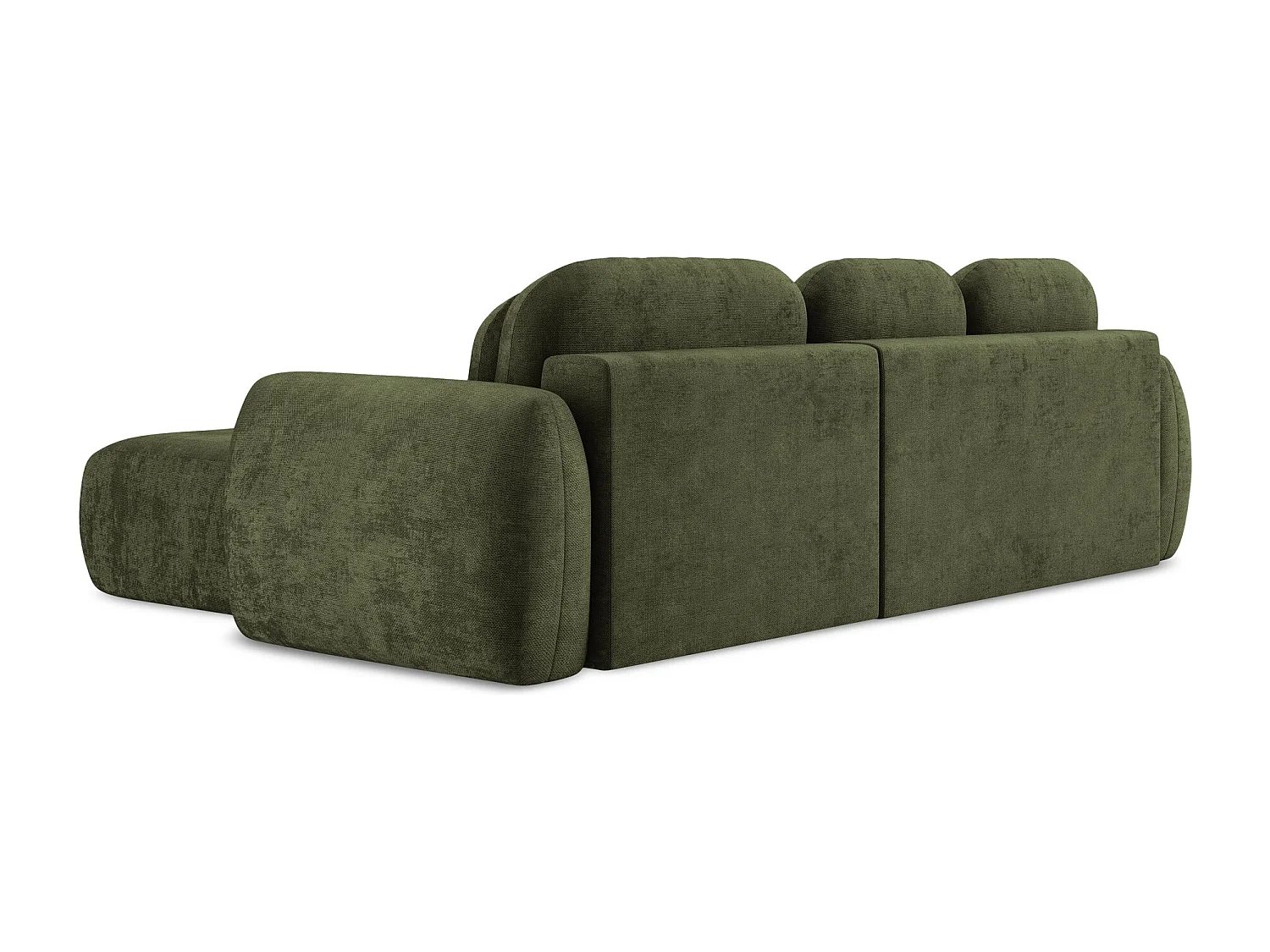 Canapé d'angle droit convertible en tissu chenille - olive - PELE