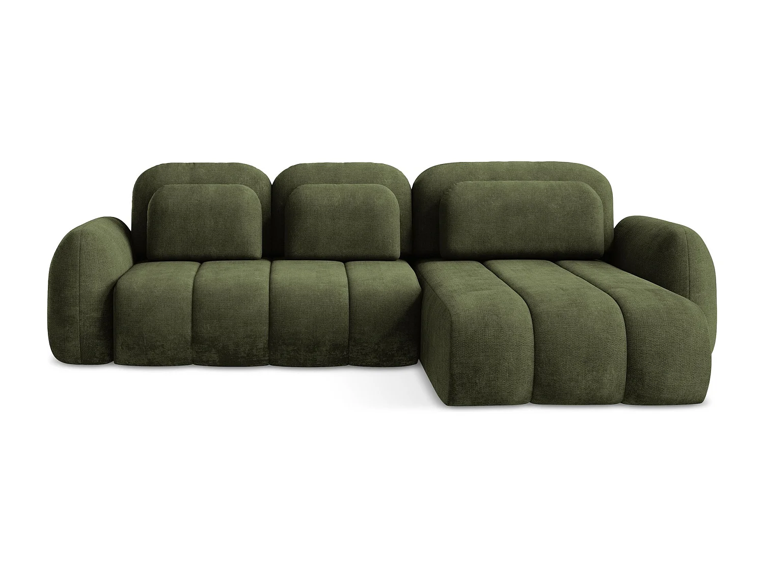 Canapé d'angle droit convertible en tissu chenille - olive - PELE