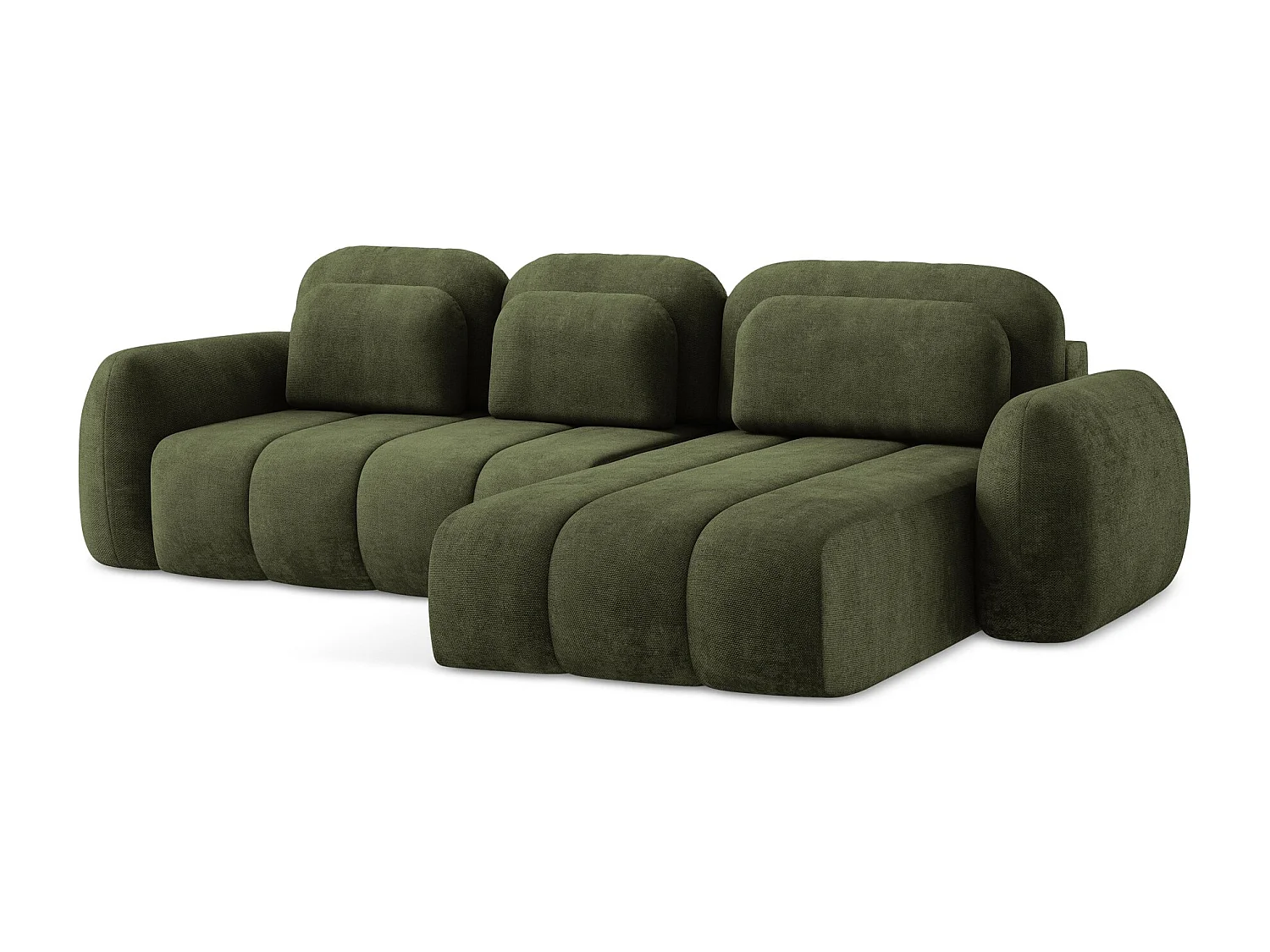 Canapé d'angle droit convertible en tissu chenille - olive - PELE