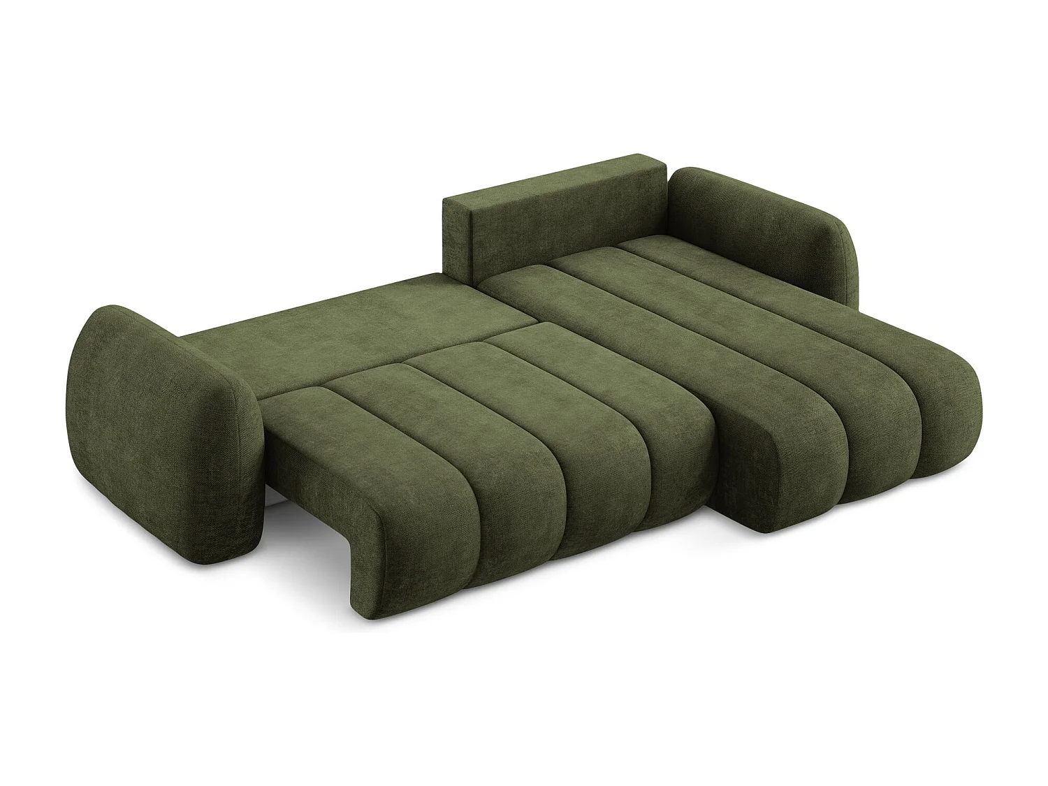 Canapé d'angle droit convertible en tissu chenille - olive - PELE