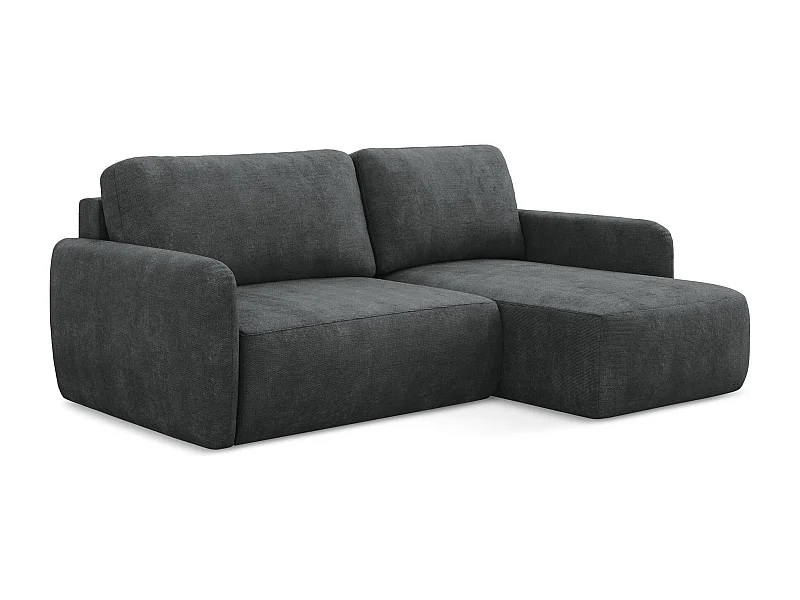 Ecksofa mit Schlaffunktion - Ecke Rechts - Chenille - Dunkelgrau - LILO