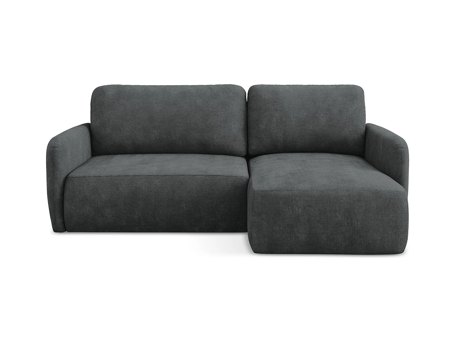 Canapé d'angle droit convertible en tissu chenille - gris foncé - LILO