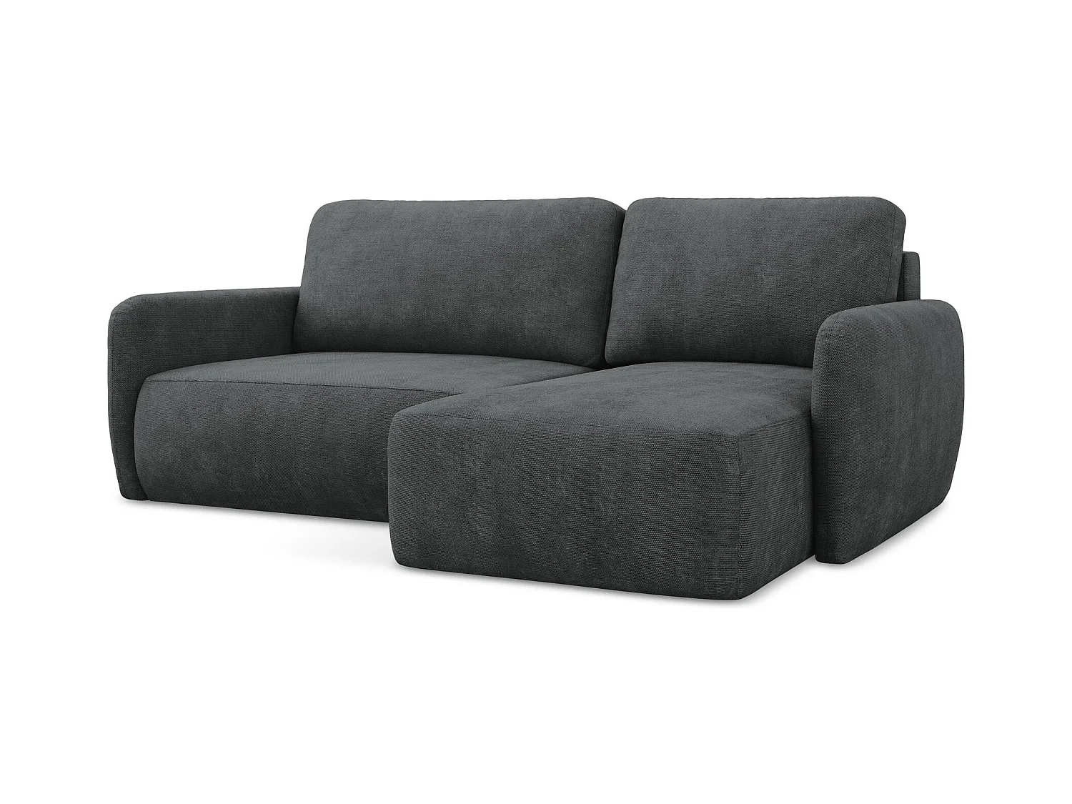 Canapé d'angle droit convertible en tissu chenille - gris foncé - LILO