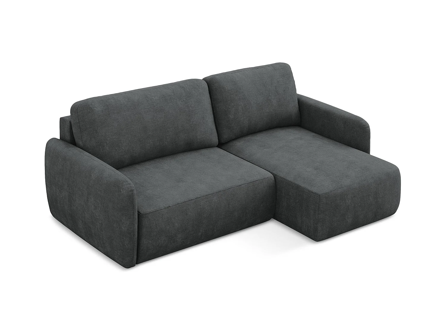 Canapé d'angle droit convertible en tissu chenille - gris foncé - LILO