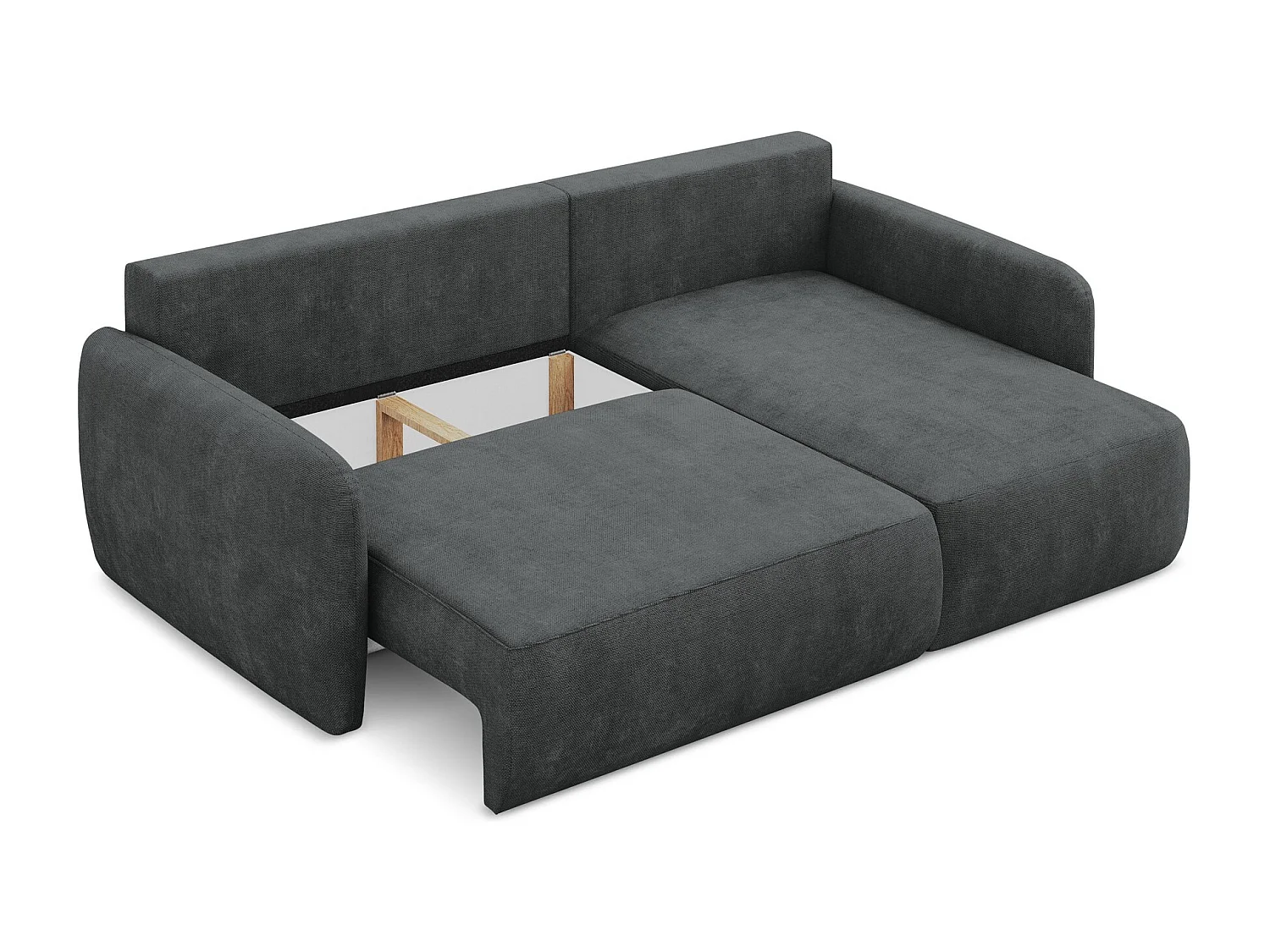 Canapé d'angle droit convertible en tissu chenille - gris foncé - LILO