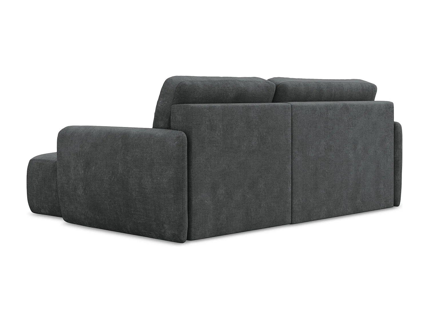 Canapé d'angle droit convertible en tissu chenille - gris foncé - LILO